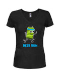BEER RUN Juniors V Neck T-Shirt