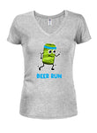 BEER RUN Juniors V Neck T-Shirt