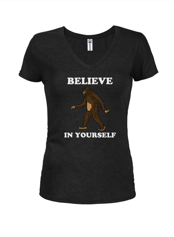 BELIEVE IN YOURSELF Juniors V Neck T-Shirt