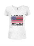Camiseta con cuello en V para jóvenes campeones de la Guerra Mundial espalda con espalda