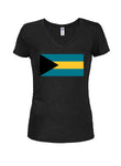 T-shirt à col en V pour juniors avec drapeau des Bahamas