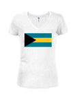T-shirt à col en V pour juniors avec drapeau des Bahamas
