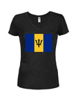 T-shirt à col en V pour juniors avec drapeau de la Barbade