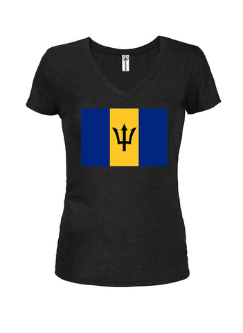 Camiseta con cuello en V para jóvenes con bandera de Barbados