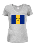 Camiseta con cuello en V para jóvenes con bandera de Barbados