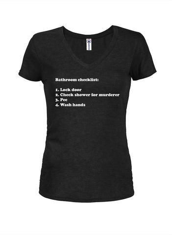 Bathroom Checklist Juniors V Neck T-Shirt