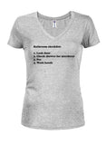 Bathroom Checklist Juniors V Neck T-Shirt - Five Dollar Tee Shirts