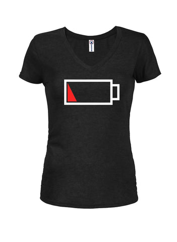 Battery Life Symbol Juniors V Neck T-Shirt