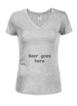 La bière va ici T-shirt à col en V pour juniors