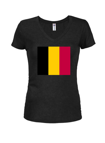 T-shirt à col en V pour juniors avec drapeau belge