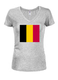 T-shirt à col en V pour juniors avec drapeau belge