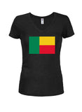 Camiseta con cuello en V para jóvenes con bandera de Benín