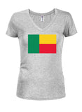 T-shirt à col en V pour juniors avec drapeau béninois