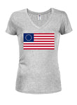 American Flag Betsy Ross 13 Colonies Juniors V Neck T-Shirt