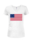 Drapeau américain Betsy Ross 13 Colonies Juniors T-shirt à col en V