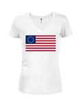 American Flag Betsy Ross 13 Colonies Juniors V Neck T-Shirt