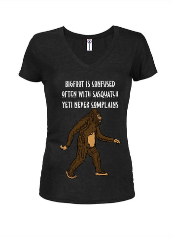 Bigfoot is confused Juniors V Neck T-Shirt