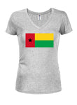 T-shirt à col en V pour juniors avec drapeau bissau-guinéen