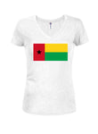 T-shirt à col en V pour juniors avec drapeau bissau-guinéen