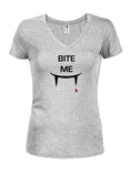 Bite Me Juniors V Neck T-Shirt