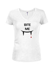 Bite Me Juniors V Neck T-Shirt