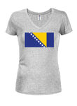 T-shirt à col en V pour junior avec drapeau bosniaque et herzégovinien