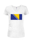 T-shirt à col en V pour junior avec drapeau bosniaque et herzégovinien