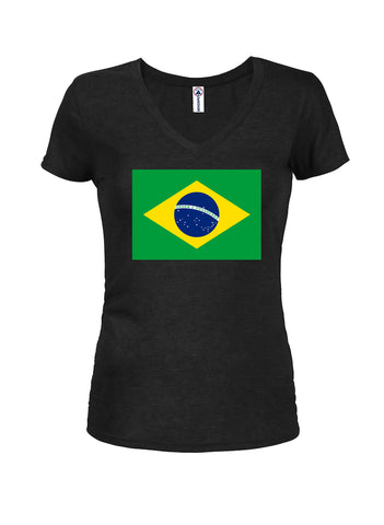 Brazilian Flag Juniors V Neck T-Shirt