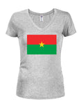 Camiseta con cuello en V para jóvenes con bandera de Burkina Faso