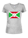 T-shirt à col en V pour juniors avec drapeau burundais