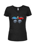 CTRL Z Car Crash Juniors V Neck T-Shirt