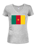 Camiseta con cuello en V para jóvenes con bandera de Camerún