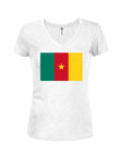 Camiseta con cuello en V para jóvenes con bandera de Camerún