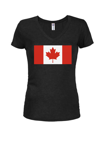 Canadian Flag Juniors V Neck T-Shirt