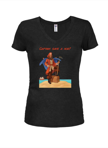 Captain Save A Hoe - The Gardening Pirate Juniors V Neck T-Shirt
