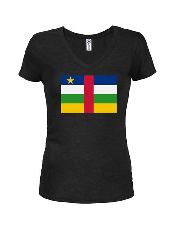 Central African Republic Flag Juniors V Neck T-Shirt