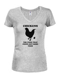 Pollos. La comida que caca más comida Juniors V cuello camiseta
