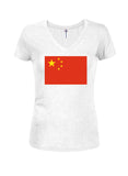 T-shirt à col en V pour juniors avec drapeau chinois