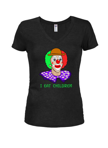 Clown Je mange des enfants Juniors T-shirt à col en V