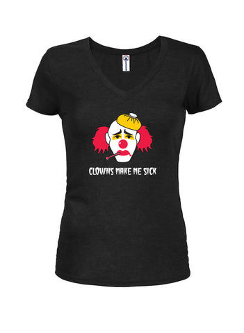 Clowns Make Me Sick Juniors V Neck T-Shirt
