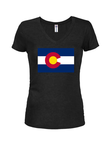 Colorado State Flag Juniors V Neck T-Shirt