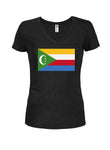 Camiseta con cuello en V para jóvenes con bandera de Comoras
