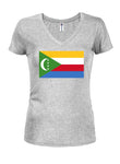 Camiseta con cuello en V para jóvenes con bandera de Comoras