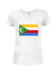 Comorian Flag Juniors V Neck T-Shirt