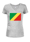 Camiseta con cuello en V para jóvenes con bandera de Congo-Brazzaville
