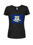 Connecticut State Flag Juniors V Neck T-Shirt