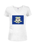 Connecticut State Flag Juniors V Neck T-Shirt