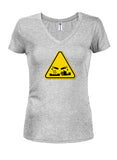 Corrosive Hazard Symbol Juniors V Neck T-Shirt - Five Dollar Tee Shirts