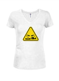 Corrosive Hazard Symbol Juniors V Neck T-Shirt - Five Dollar Tee Shirts