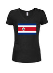 T-shirt à col en V pour juniors avec drapeau du Costa Rica